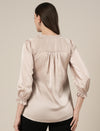 Beige Maternity & Nursing Satin Formal Shirt