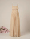 Beige Maternity Baby Shower Party Gown with Detachable Sleeves