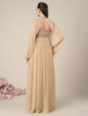 Beige Maternity Baby Shower Party Gown with Detachable Sleeves