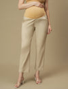 Beige Maternity Straight Trouser Pants
