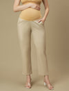 Beige Maternity Straight Trouser Pants