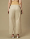 Beige Maternity Wide-leg Formal Trousers