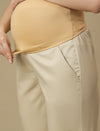 Beige Maternity Wide-leg Formal Trousers