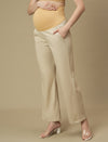 Beige Maternity Wide-leg Formal Trousers