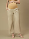 Beige Maternity Wide-leg Formal Trousers