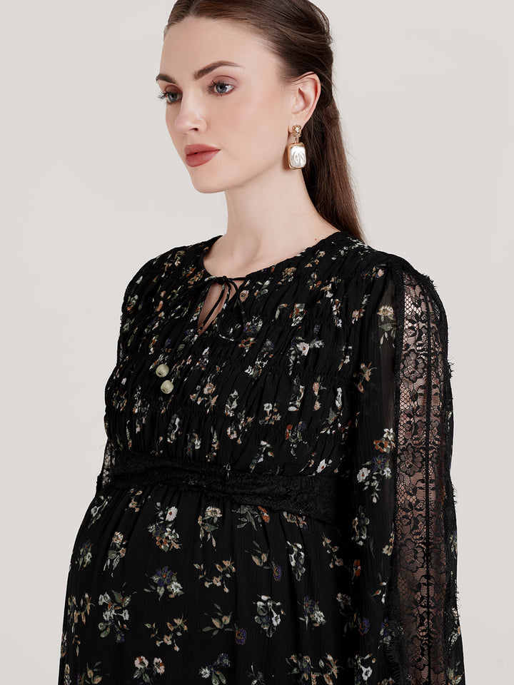 Black Chiffon Maternity Dress