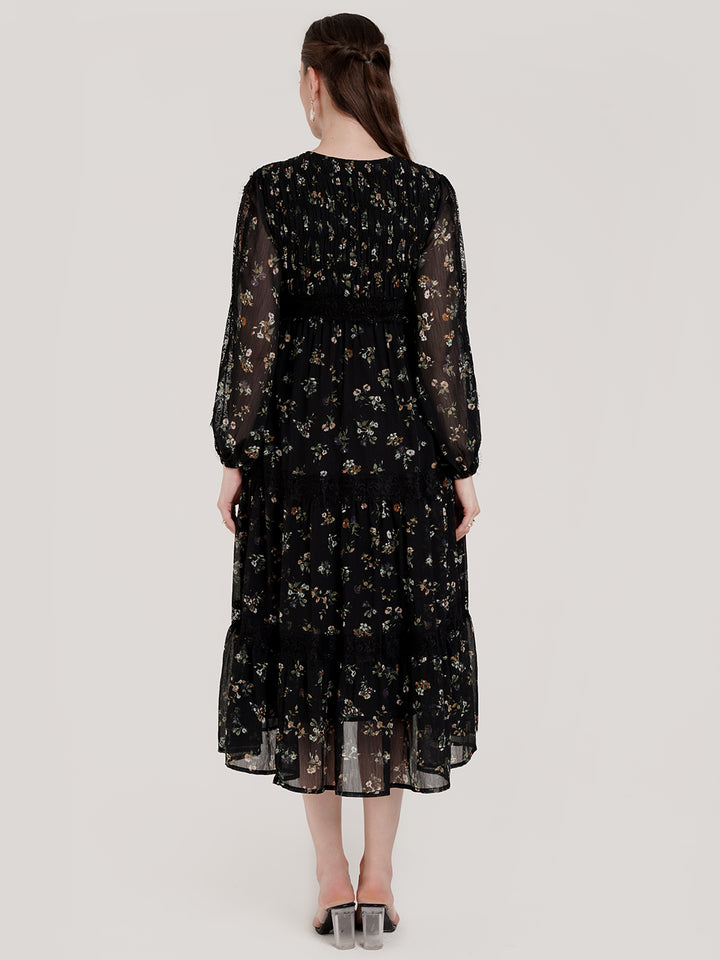 Black Chiffon Maternity Dress