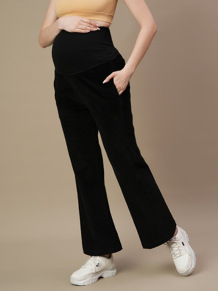 Black Corduroy Maternity Bootcut Pants