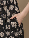 Black Flower Print Maternity Dress