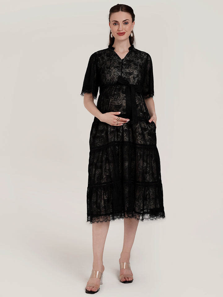 Black Lace Maternity Dress