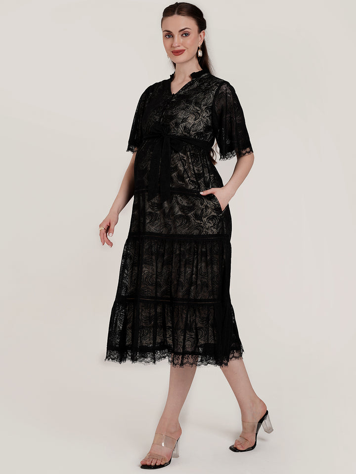 Black Lace Maternity Dress