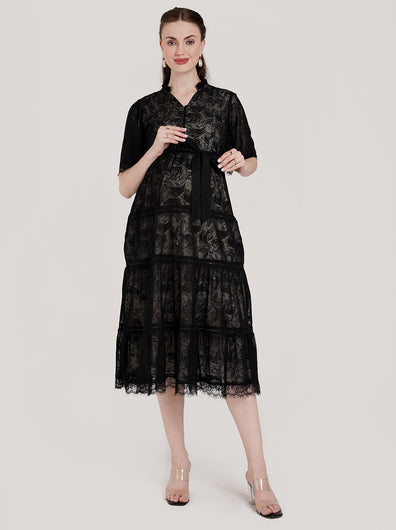 Black Lace Maternity Dress