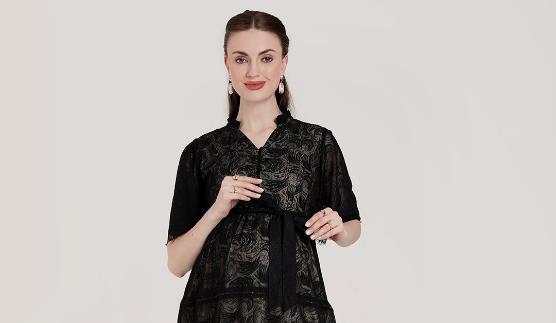 Buy Black Lace Maternity Dress