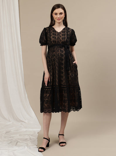 Black Lace Maternity Dress