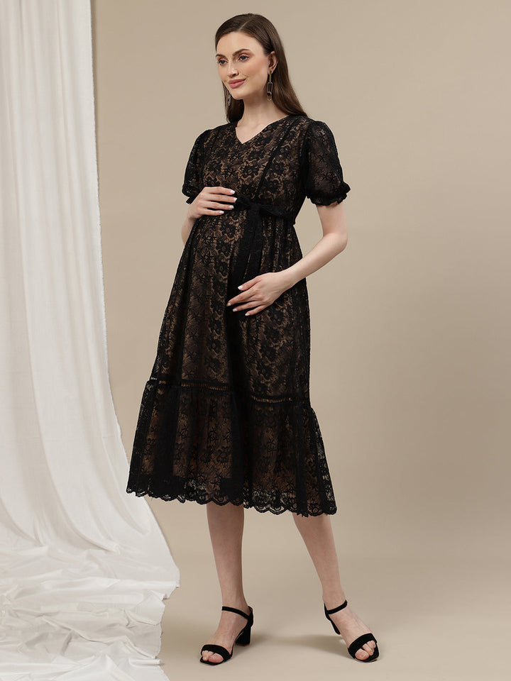 Black Lace Maternity Dress