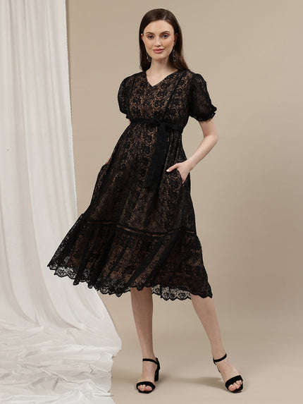 Black Lace Maternity Dress