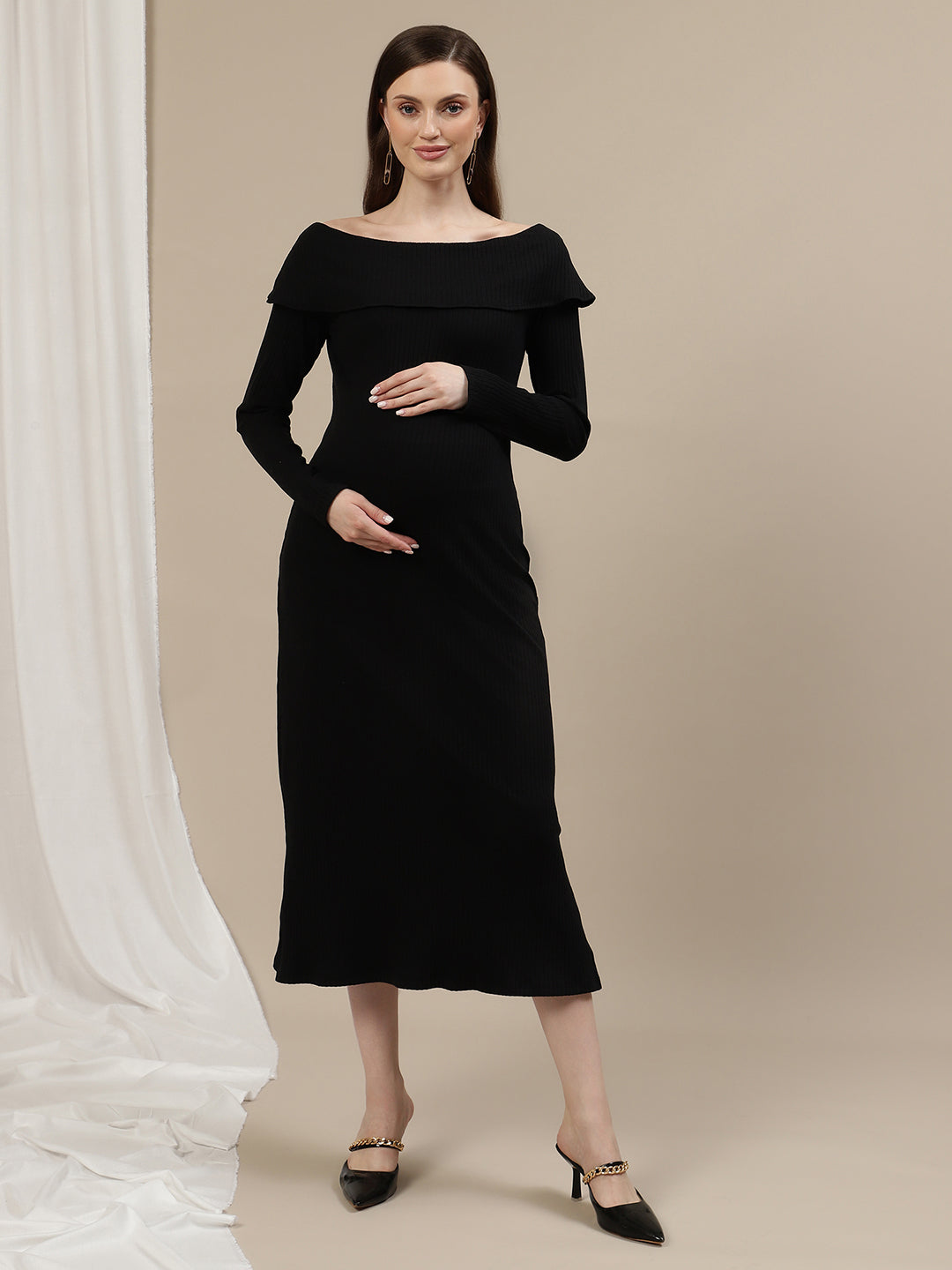 Designarche Red One Shoulder Maternity Photoshoot bodycon Maternity Dress main image 0