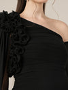 Maternity Black Bodycon Gown with Detachable Train and Sleeves