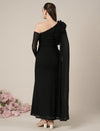 Maternity Black Bodycon Gown with Detachable Train and Sleeves