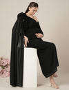 Black Baby Shower Maternity Shoot Bodycon Gown with Detachable Sleeve