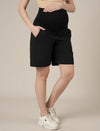 Black Maternity Cotton High Rise Shorts