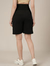 Black Maternity Cotton High Rise Shorts