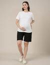 Black Maternity Cotton High Rise Shorts