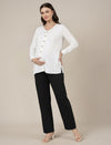 Black Maternity Cotton Straight Pants