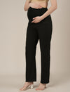 Black Maternity Cotton Straight Pants