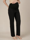 Black Maternity Cotton Straight Pants