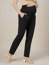 Stretchy Cotton Tapered Fit Maternity Pants-Black