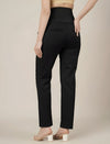 Stretchy Cotton Tapered Fit Maternity Pants-Black