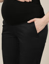Stretchy Cotton Straight Fit Maternity Pants-Black