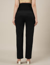Stretchy Cotton Straight Fit Maternity Pants-Black