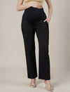 Stretchy Cotton Wide Leg Maternity Pants-Black