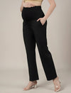 Stretchy Cotton Wide Leg Maternity Pants-Black
