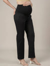 Stretchy Cotton Wide Leg Maternity Pants-Black