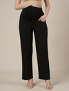 Black Maternity Cotton Wide Leg Pants