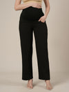 Black Maternity Cotton Wide Leg Pants