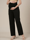 Black Maternity Cotton Wide Leg Pants