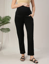 Black Maternity Denim Pants Tapered Straight Fit