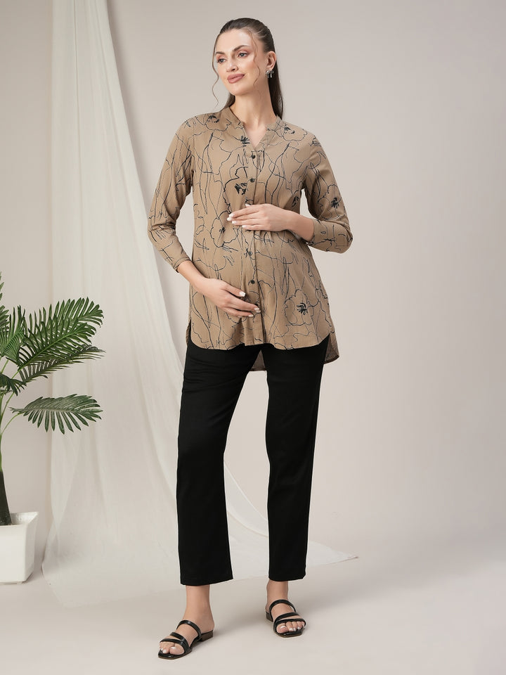 Black Maternity Denim Pants Tapered Straight Fit