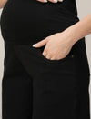 Black Maternity Denim Shorts with Overbelly Fit