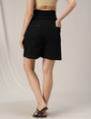 Black Maternity Denim Shorts with Overbelly Fit