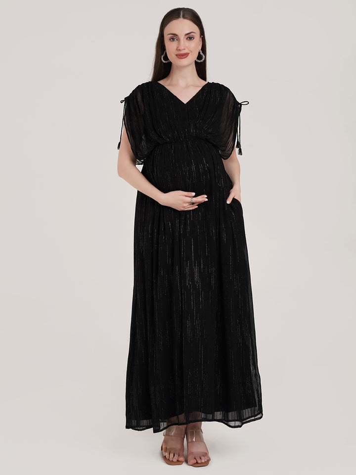 Black Maternity Kaftan Dress