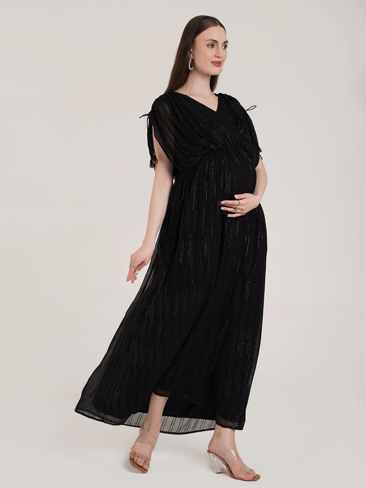Black Maternity Kaftan Dress