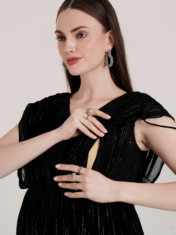 Black Maternity Kaftan Dress