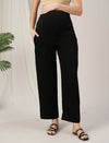 Black Straight-Fit Maternity Korean Pants