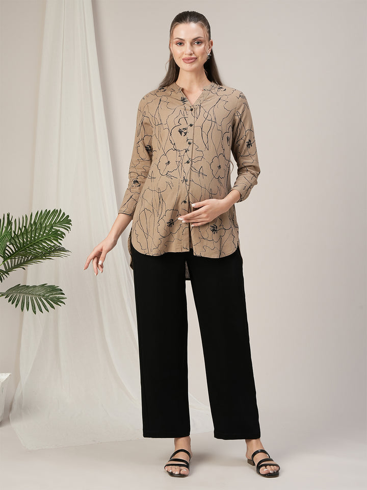 Black Straight-Fit Maternity Korean Pants