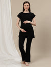 Maternity Rib Co-ord Set- Black